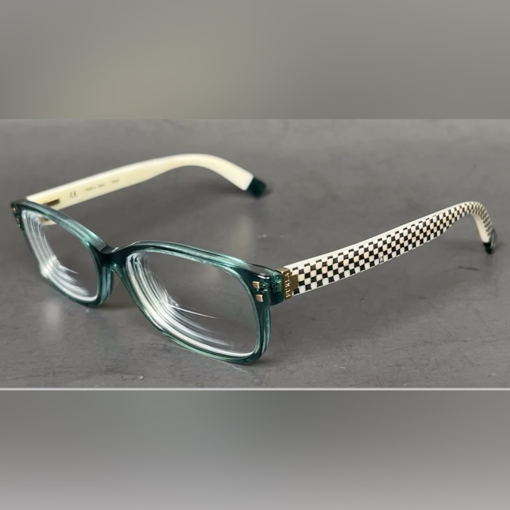 Furla ‘Linda’ Green Checker Eyeglasses 52-16-140